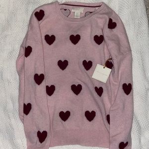 Christian Siriano Cashmere Pink Heart Sweater, Size Large